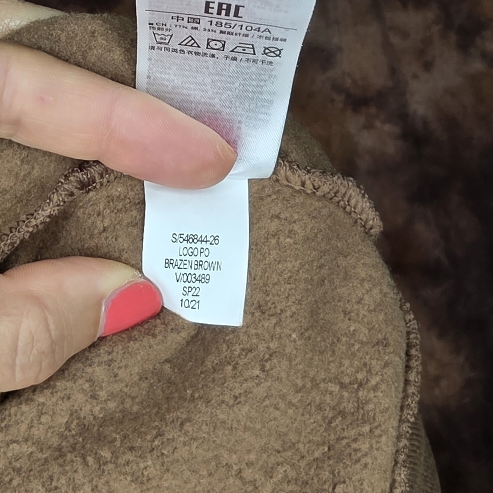 GAP Logo Hoodie Long Sleeve Kanga Pocket Brazen Brown Tan L - Picture 7 of 7